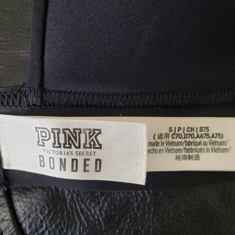 PINK Victoria's Secret Strappy Triangle Bonded Bralette Black Sz S - Picture 13 of 14